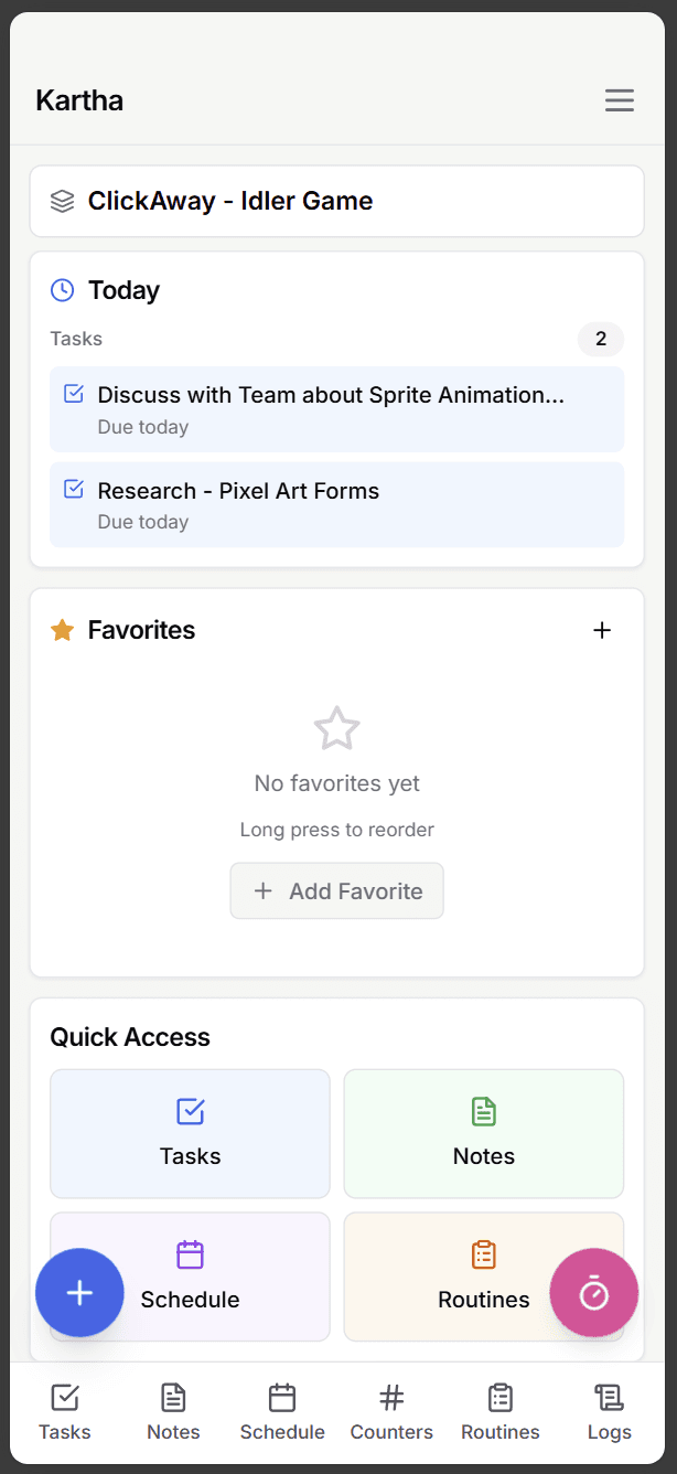 Kartha Mobile App — manage tasks on the go